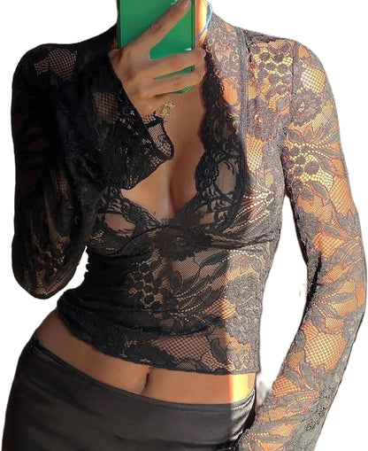 LaceMuse V-Neck Crop Top